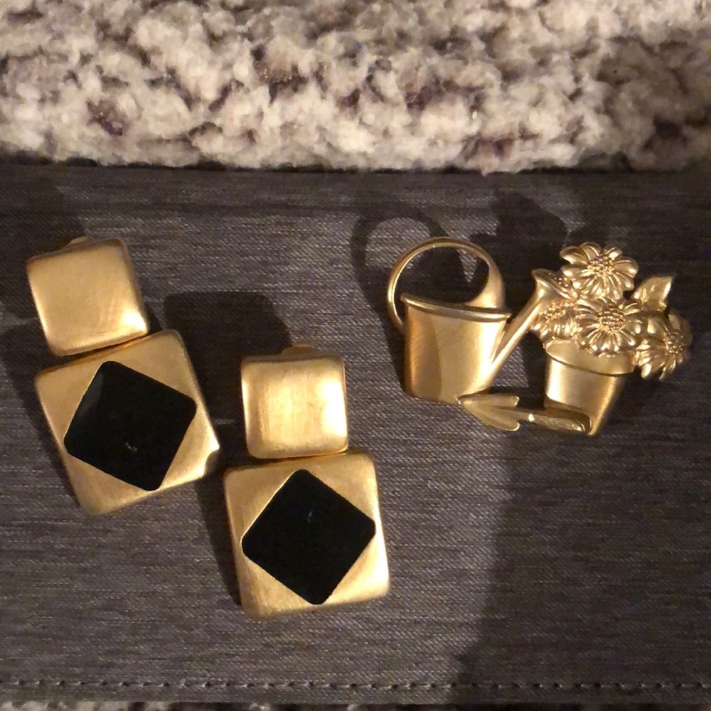 Clip-on earrings and matching brooch